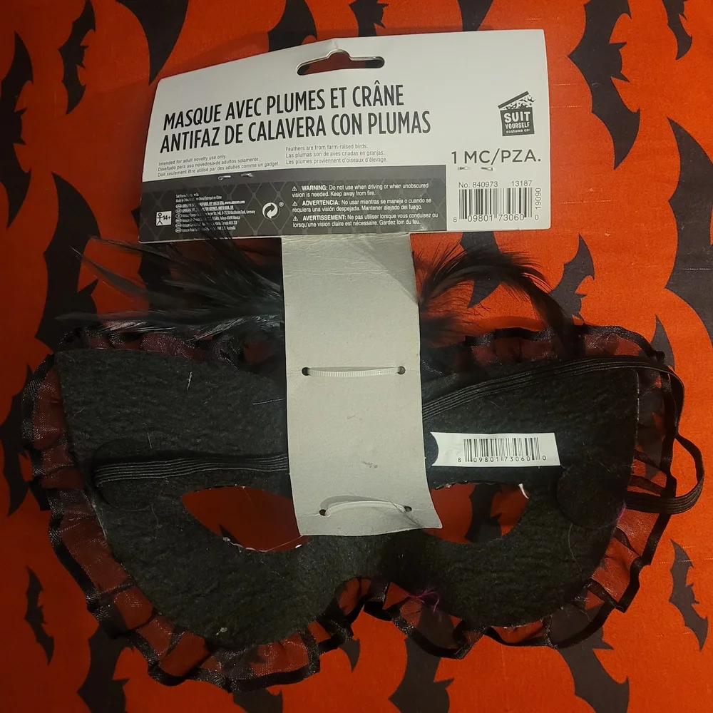 Black Skull Feather Mask